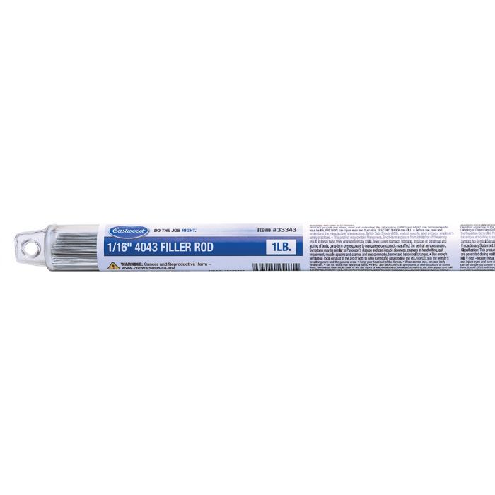 Eastwood 1/16 Inch 4043 Filler Rod 1 LB - ER4043-063-01T Blue and Clear Plastic tube