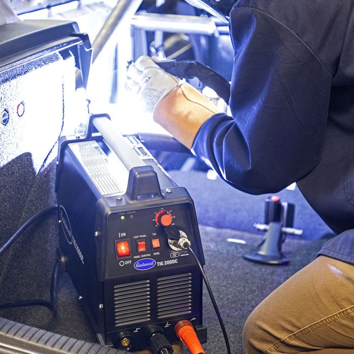 Eastwood 200AMP DC TIG Welder Welding in Shop