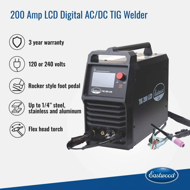 Eastwood Elite 200AMP LCD Digital TIG Features Page