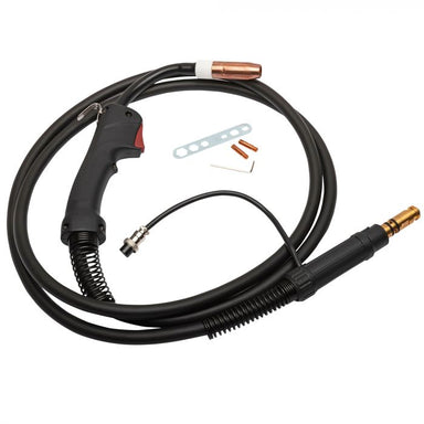 Welding gun with cable and accessories on a white background Eastwood Flex Head Mig Welding Torch