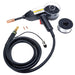 Welding gun with cable and spool of wire on a white background