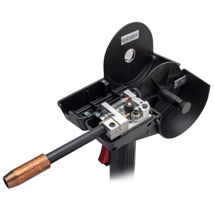 Black Silver and Copper Clows up of Feeder Box of Eastwood MP140i MP200i Spool Gun