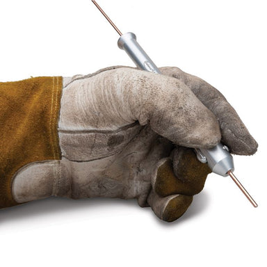 Gloved Hand Holding Eastwood TIG Mate - TIG Filler Rod Feeder Pen