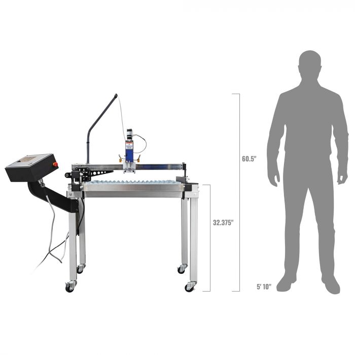 Eastwood Versa-Cut 40 2x2 CNC Table Size Comparison to Operator