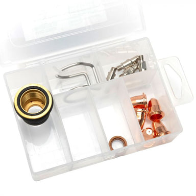 Clear Plastic Organizer with Eastwood Versa-Cut 40 CNC Hand Torch Consumables Kit
