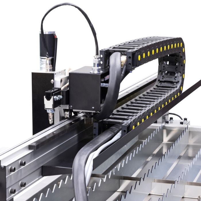 Eastwood Versa-Cut 40 CNC Plasma Table Close of cable tray and torch head