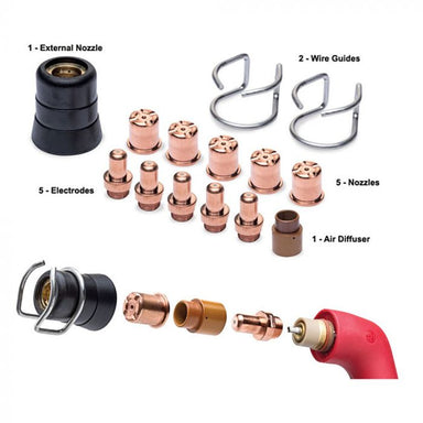 Set of welding nozzles, electrodes, and air diffuser for Eastwood Versa Cut 60 Plasma Cutter Consumables Kit