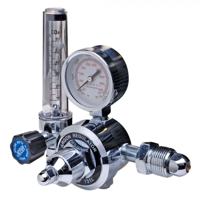 Argon regulator and flowmeter included with the Eastwood TIG 220 AC/DC welder
