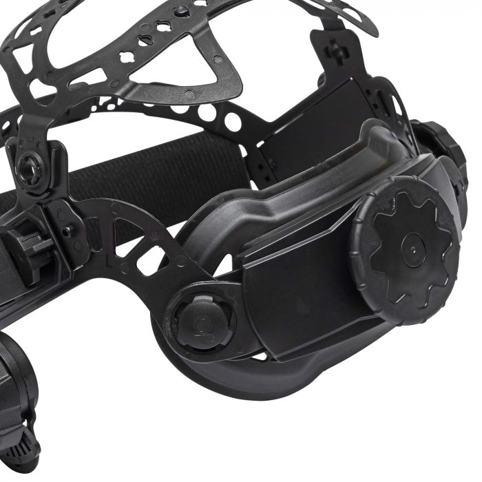 Close-up of the adjustable headgear assembly on the Eastwood W9400 Wide View welding helmet.