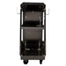 Rear view of the Eastwood welding cart showing storage shelves and gas cylinder support.