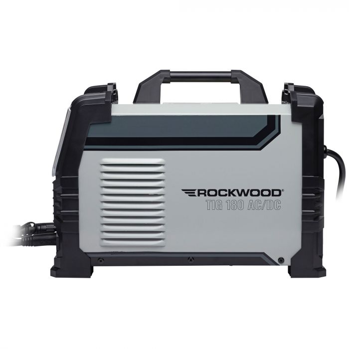 Left side profile of the Rockwood 180 AC/DC TIG welder with integrated carry handle
