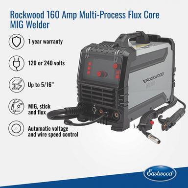 Rockwood MIG 160 multiprocess welder specifications and features
