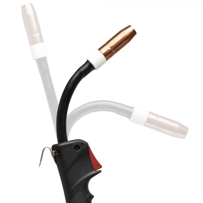 Flexible Welding gun with cable on a white background Eastwood Flex Head Mig Welding Torch