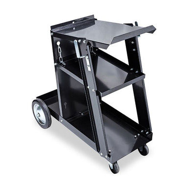 Eastwood heavy-duty welding cart designed for MIG welders, TIG welders, plasma cutters, and shielding gas cylinders.