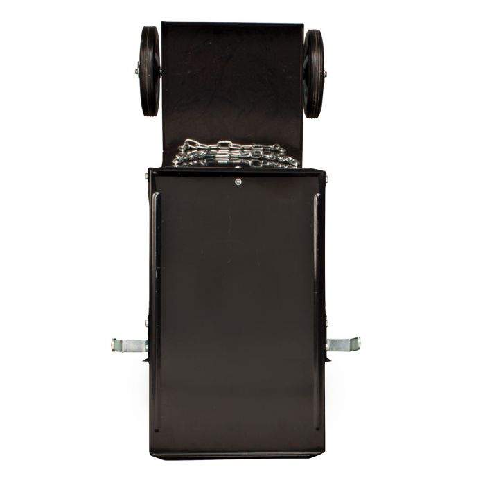Top view of eastwood steel welding cart with side hooks for hangs cords and leads