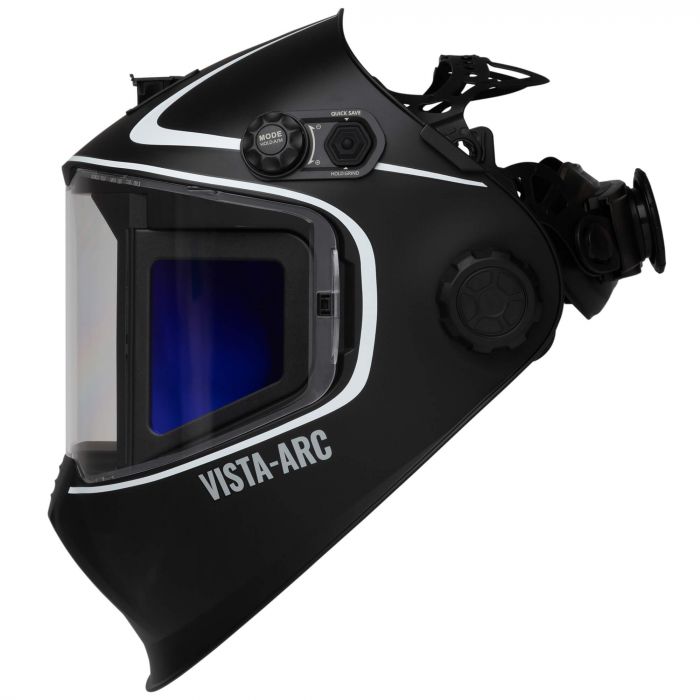 Left side profile of the Eastwood Elite Vista-Arc panoramic welding helmet.